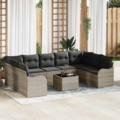 Tuinbank – Buitenbank – Loungeset – Tuinmeubel – Modulaire 9-delige Set – Handgeweven Rattan – Inclusief Tafel & Foamkussens
