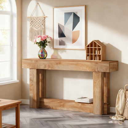 Sidetable – Consoletafel – Haltafel – Wandtafel – Dressoir – Smal Lang Model – 2 Opbergniveaus – Hoogwaardig Verlijmd Hout Bruin
