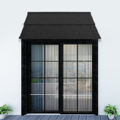 2pcs Metal Tile Shaped Awnings | Black, Window Awnings by NaMaSyo, Size 134*42CM