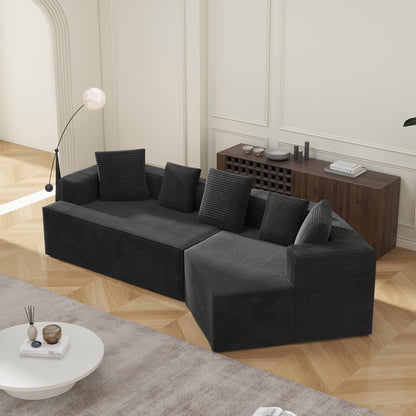 Moderne Modulaire Bank – Zithoekbank – Loungesofa – Slaapbank – Stoffen Bank – Diepe Zit – Geen Montage Nodig – Gecomprimeerd Boneless Design – Zwart