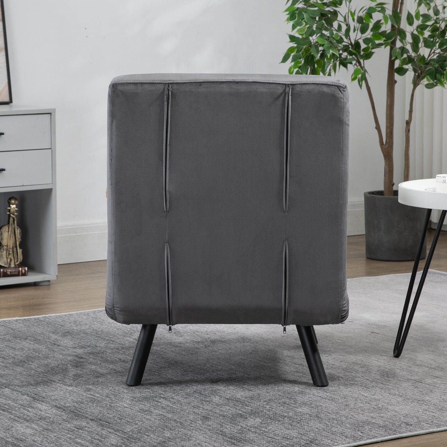 Relaxfauteuil – Relaxstoel – Recliner – Leesstoel – Lounge Chair – Donkergrijs – Scandinavisch Design – Verstelbare Rugleuning – Kussen Met Button Tufting