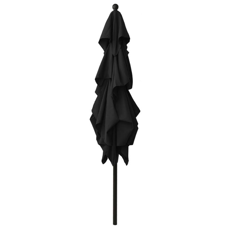 Heavy-Duty 3-Layer Solid Parasol with Aluminum Mast - 2.5x2.5m Large Rectangular Umbrella, UV-Resistant, Durable Steel Frame & Black Canopy for Poolside, Garden, Beach, Outdoor - Easy Setup & Portable Design, Classic Style, S