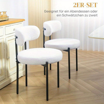 Eetkamerstoelen – Stoelen – Dining Chairs – Zithoekstoelen – Bistro Stoelen – Set van 2 – Zachte Fleece Bekleding – Stevige Metalen Poot