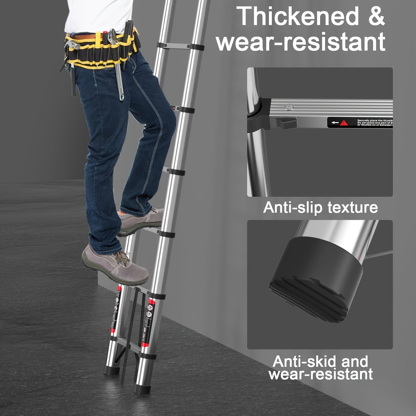 Telescopische Ladder – Inklapbare Ladder – Uitschuifbare Ladder – A-Frame Ladder – Vouwladder – 5 Meter Hoogte – Roestvrij Staal