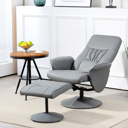 Fauteuilset – Relaxfauteuil – Ligstoel – Stoel Met Voetenbank – Verstelbare Fauteuil – Lichtgrijs – Verstelbare Hoogte – Kantelbare Rugleuning