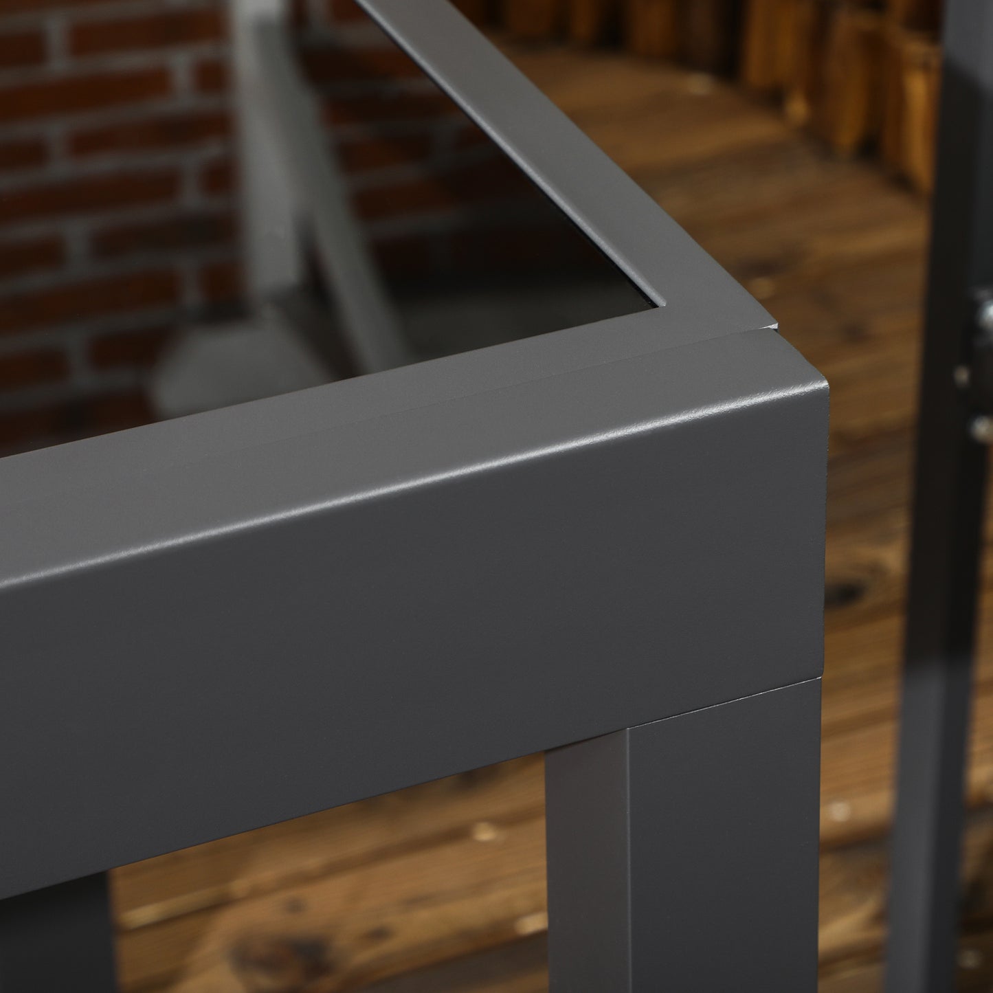 Tuintafel – Uitklapbare Tafel – Uitschuiftafel – Eettafel Buiten – Aluminium Tuinmeubel – Zwart Getemperd Glas – 160x80x75 cm – Weerbestendig Epoxy Frame