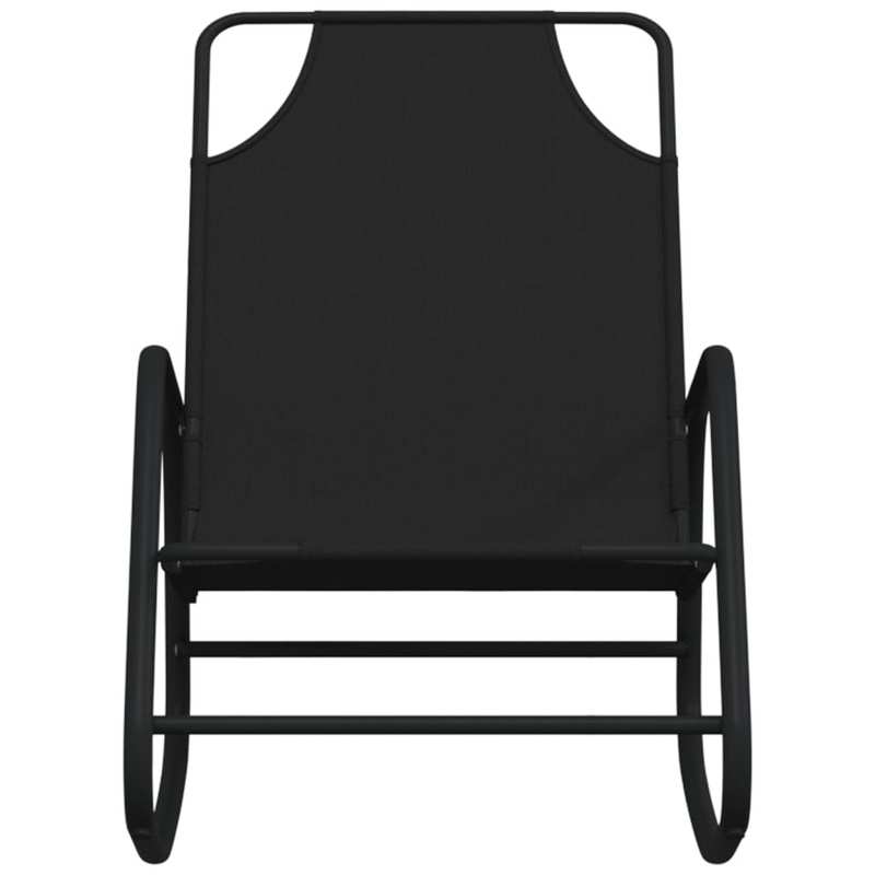 2-Piece Steel and Textilene Black Folding Rocking Chair Set – Large, Padded, Portable, and Sturdy Rocking Chair for Camping, Patio, Garden, and Outdoor Use, Perfect for Adults