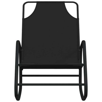2-Piece Steel and Textilene Black Folding Rocking Chair Set – Large, Padded, Portable, and Sturdy Rocking Chair for Camping, Patio, Garden, and Outdoor Use, Perfect for Adults