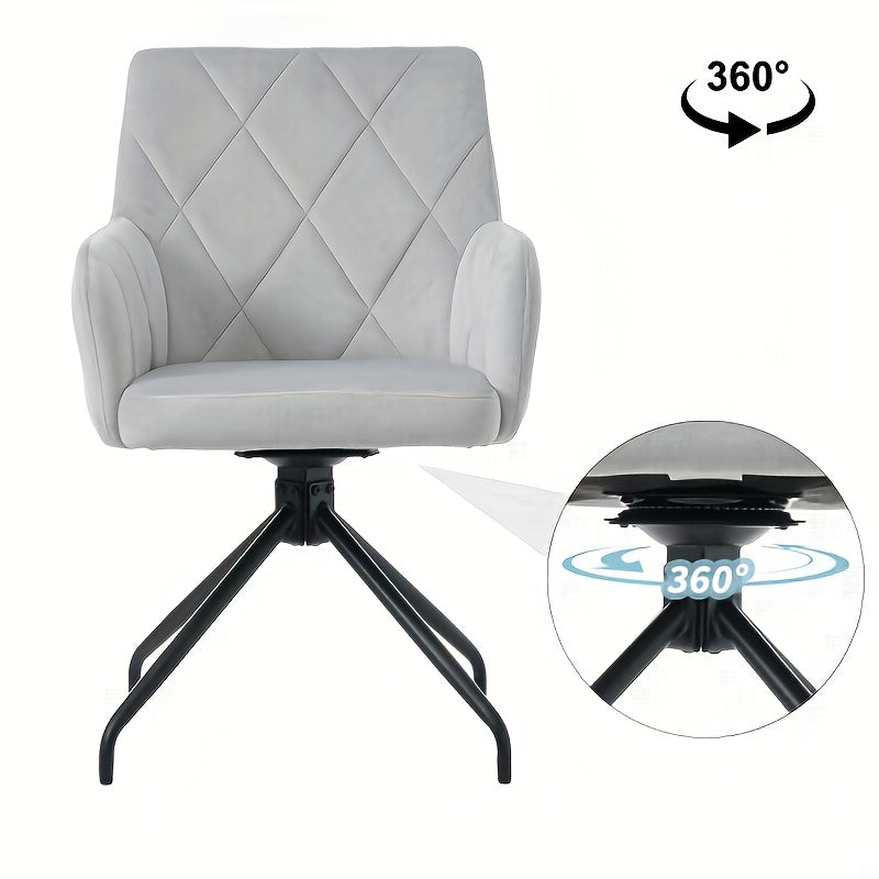 Draaistoel – Bureaustoel – Eetkamerstoel – Fauteuil – Kuipstoel – 360° Draaibaar – Met Ergonomische Lendensteun – Stevig Metalen Frame – Gemakkelijk Schoon Te Maken – Beige