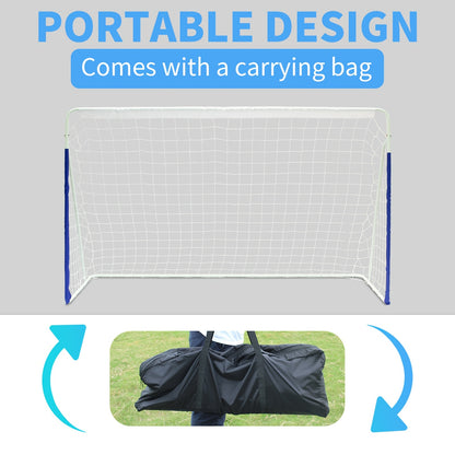 243.84x152.4cm Portable Soccer Goal with Collapsible Metal Frame & Quick-Mount Net - Heavy-Duty Training Goal Suitable for Backyard, Indoor/Outdoor Use, & - Assembly with Carry Bag