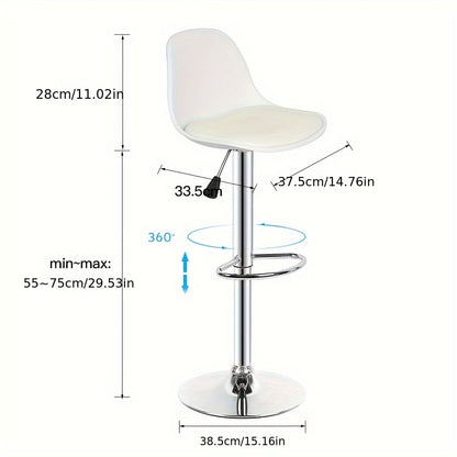 Barstoel – Barkruk – Barstoel Kruk – Keukenstoel – Barstoel Set Van 2 – 360° Draaibaar – PU Bekleding Met Chroom Onderstel