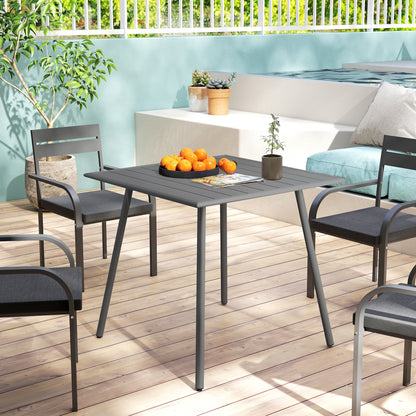 Tuinset Tuintafel Buitenmeubel Balkontafel Terrastafel – 4 Personen – Staal Frame – Weerbestendig & Eenvoudig Schoon Te Maken – 80x80x74 cm – Grijs
