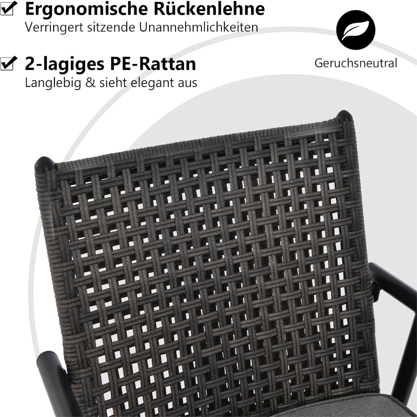 Barstoel – Barkruk – Barstoel Set – Barstoelen – Bistrostoel – 360° Draaibaar – 2-Laags PE-Rattan Rugleuning – Verstelbare Voetensteun – Metalen Frame – Set Van 2 – Zithoogte 64 cm