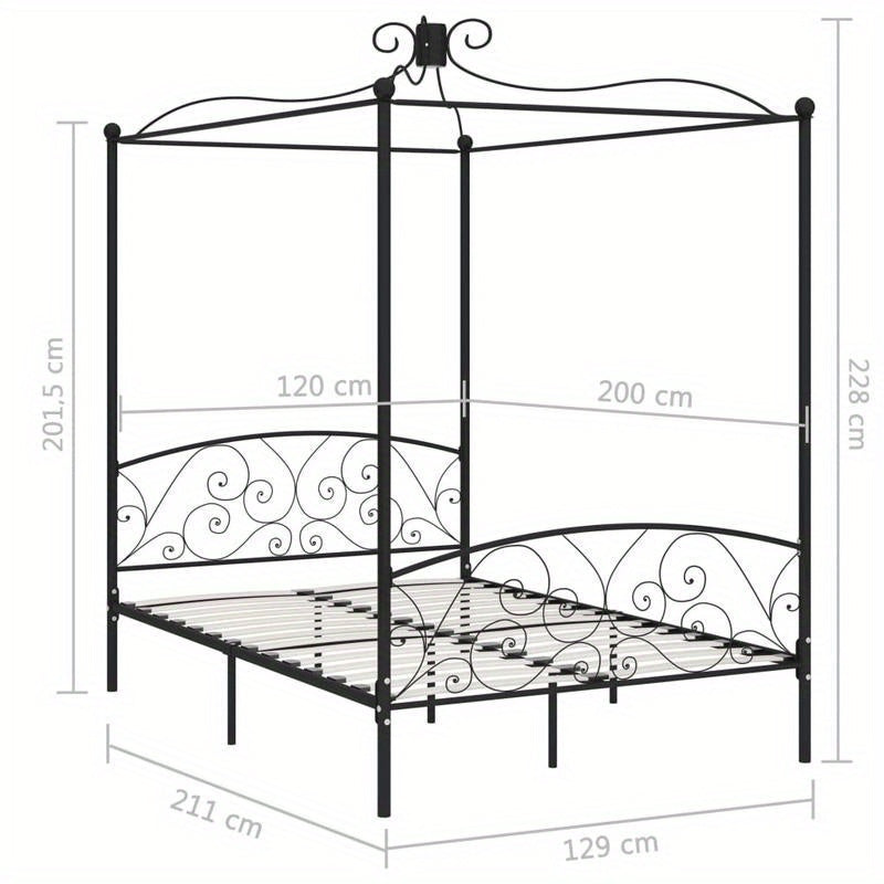 Twijfelaar Bedframe – Bedframe Metalen – Bedframe Zonder Hout – Bedframe 120x200 – Bedframe Zwart – Stevig Metaal – Art Deco Gordijnframe