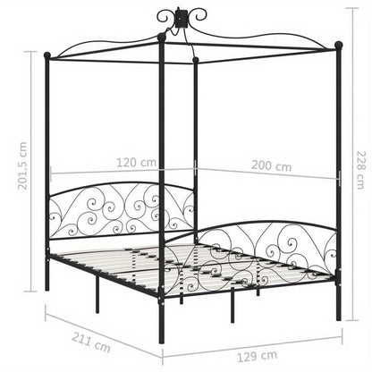 Twijfelaar Bedframe – Bedframe Metalen – Bedframe Zonder Hout – Bedframe 120x200 – Bedframe Zwart – Stevig Metaal – Art Deco Gordijnframe