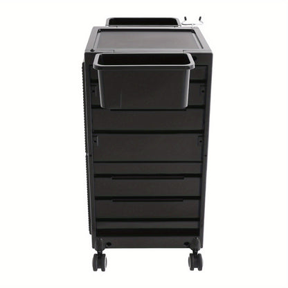Heavy-Duty Rolling Salon Storage Cart with 6 Trays & 2 Baskets - Mobile Beauty Organizer with Locking Wheels, Large Capacity Salon Cart, Sturdy Metal Frame & ABS Construction, Space-Saving Design for Salon, Spa, Barber Shop,