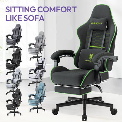 Gamingstoel Ergonomisch – Bureaustoel Gamingchair – Gamestoel Bureaustoel – Hoge Rugleuning – Pocketveren Vulling – Max 136 kg Draagkracht – Handmatige Kantelfunctie Met Lendensteun – Zwart Groen