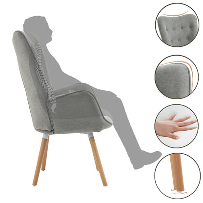 Fauteuil Scandinavisch – Zithoekstoel – Leunstoel – Lounge Chair – Relaxstoel – Grijs Stof – Houten Armleuningen – Afmeting 66x71x109 cm
