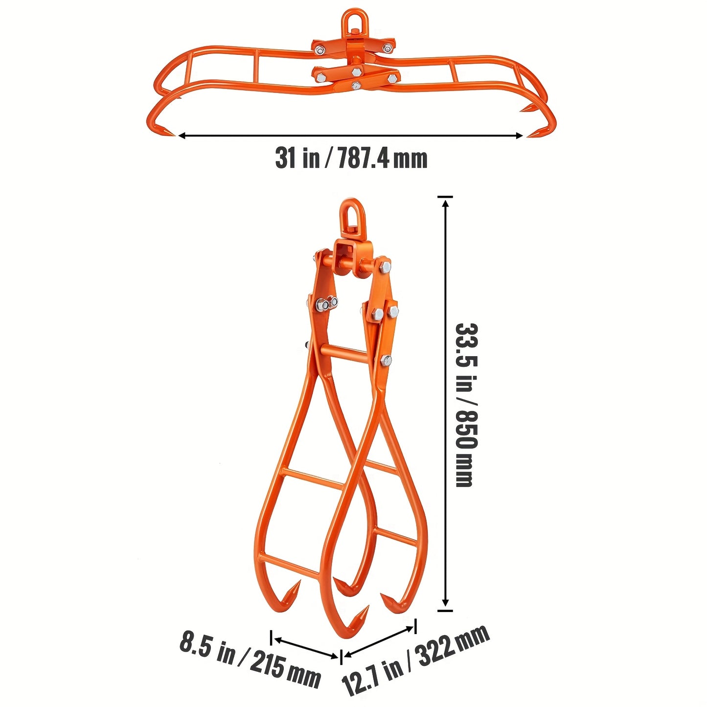 Hijsklem – Liftklem – Balkklem – Draagklem – 4-Klauwliftklem – 71 cm – 360° Draaibare Kop – Robuuste Metalen Constructie