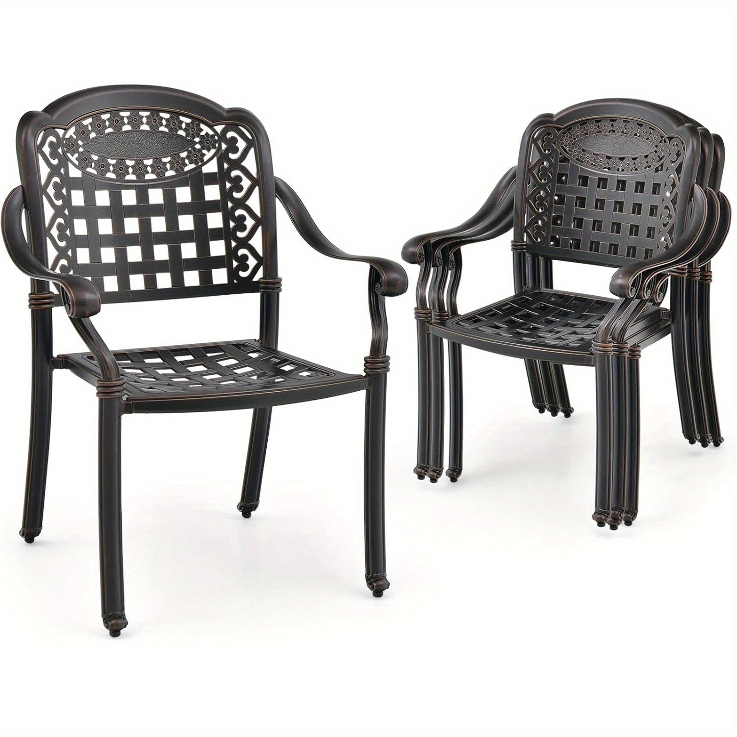 Tuinstoelen – Buitenstoelen – Terrasstoelen – Aluminium Stoelen – Balkonstoelen – Gietaluminium – Afneembare Rugleuning – Weerbestendig – Compact Op te Bergen