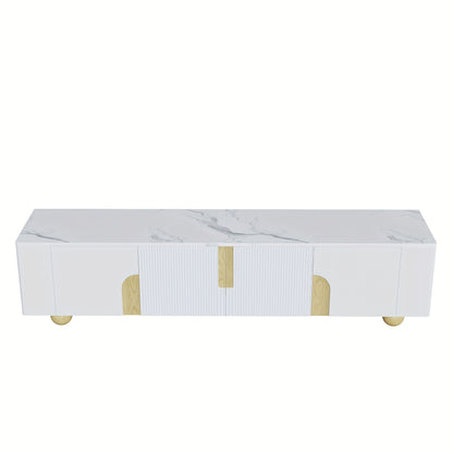 TV Meubel – TV Kast – TV Dressoir – TV Meubels – Televisiekast – Marmerlook Oppervlak – 180 cm Breed – MDF Met Houtfineer