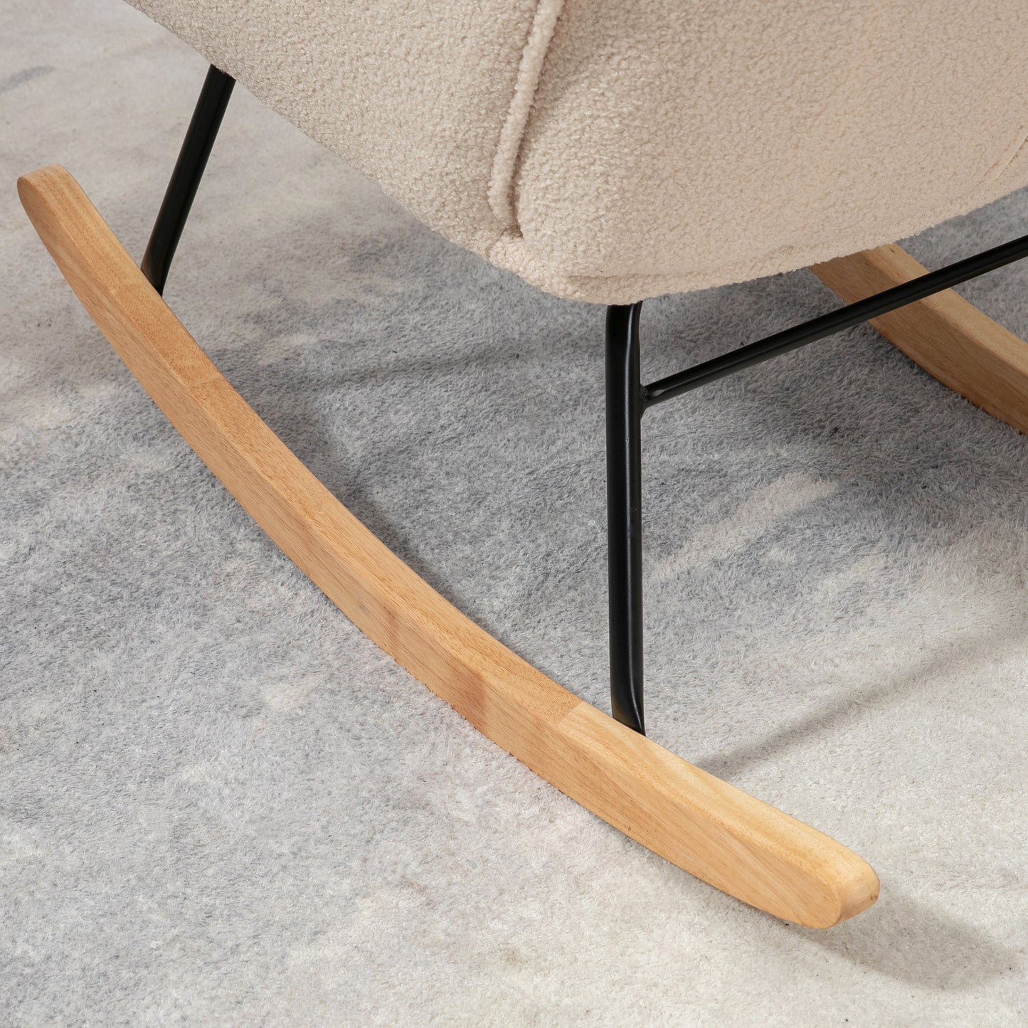 Retro Schommelstoel – Schommelstoel – Schommelstoel Met Armleuning – Relaxstoel – Houten Schommelstoel – Massief Hout – Compact Formaat 98x71x101 cm – Beige