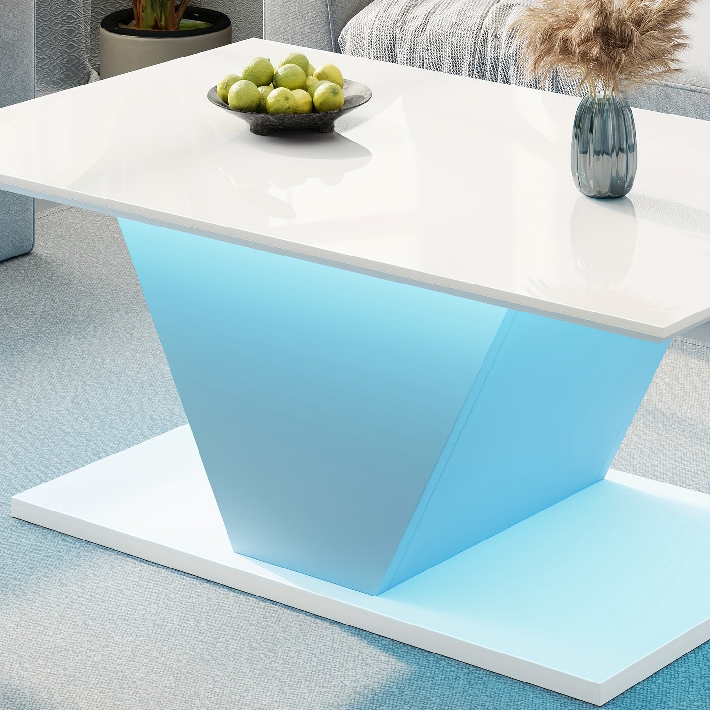 Salontafel – Koffietafel – Tafel – Bijzettafel – Witte Modern Hoogglans Salontafel – V-vormig Design – Ruimtebesparend – Onderhoudsvriendelijk