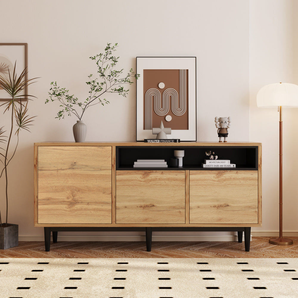 Dressoir – Ladekast – Opbergkast – Buffetkast – Kast – Modern Houten Design – 160x35x76 cm – Ruimtebesparend & Stevig