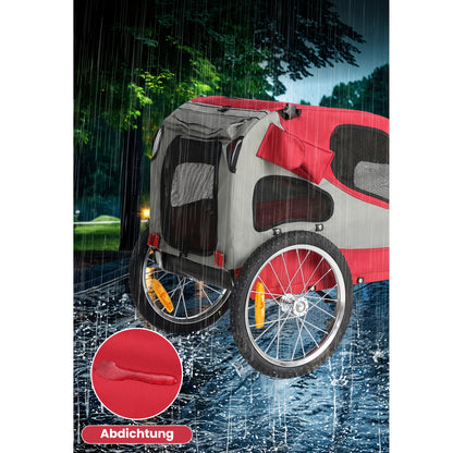 Fietskar Honden – Hondenkar – Fietsaanhanger Hond – Hondentrailer – Fietskooi Honden – Opvouwbaar – Veilig Met Reflectoren – Voor Kleine En Middelgrote Honden – Met Zacht Kussen – Rood M