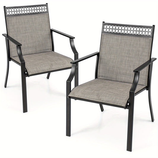 Tuinstoelen – Loungestoelen – Tuinstoel Set – Terrasstoelen – Balkonstoelen – Weerbestendig Textiel – Metalen Frame – Hoge Rugleuning – Comfortabele Armleuningen