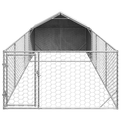Hondenren Buiten – Hondenhok – Hondenkooi – Hondenafsluiting – Hondenverblijf – Zilver – Gegalvaniseerd Staal – 6 x 2 x 1,5 Meter Ruim Design