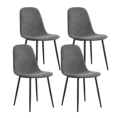 Eettafelset – Eethoek – Keukentafelset – Zitgroep – Eetkamertafel – Modern Design – Wit MDF Tafelblad met Gouden Metalen Poten – 4 Stoelen met Grijze Linnen Bekleding