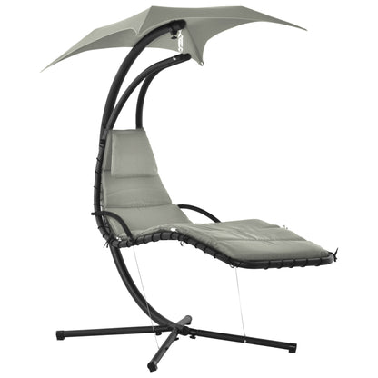 Hangstoel – Schommelstoel – Zitzak – Loungestoel – Zonnehangstoel – Modern Grijs – Verstelbare Zonneklep – Epoxy Stalen Frame