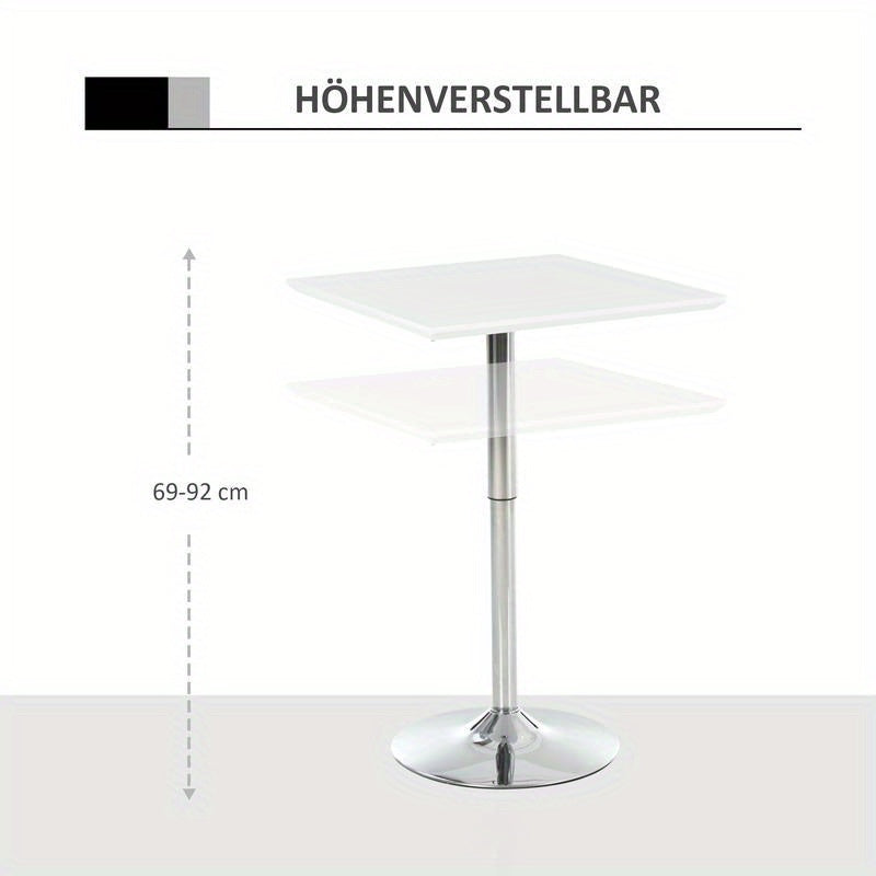 Verstelbare Bartafel – Bar Tafel – Hoge Tafel – Barkruk Tafel – Staande Tafel – Hoogte Verstelbaar – Stevige Metalen Basis – Compact 60x60 cm