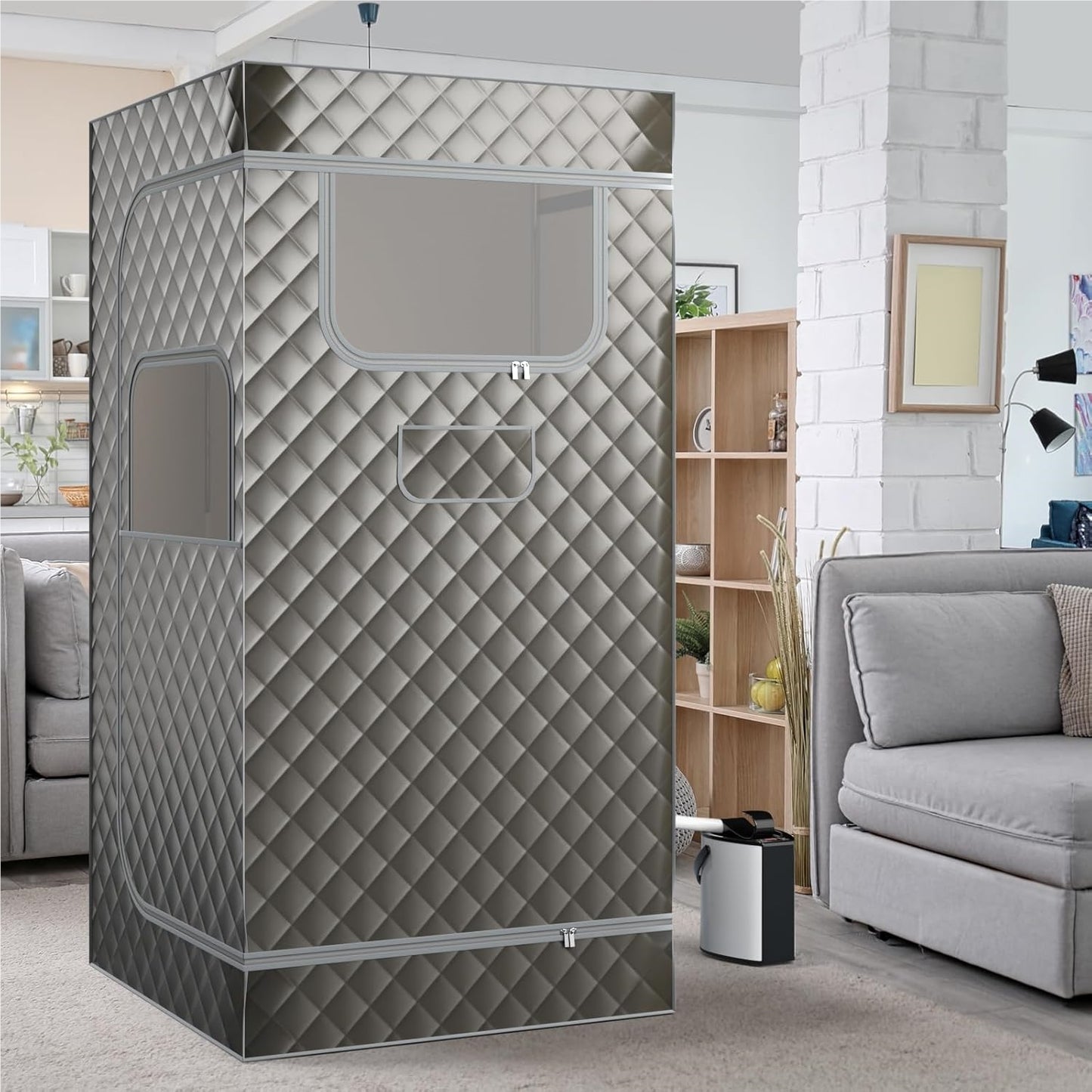 Draagbare Sauna Tent – Mobiele Sauna – InfraSauna – Stoomcabine – Wellness Tent – 35-63°C Temperatuurregeling – 3 Liter Stoomgenerator – Grijs