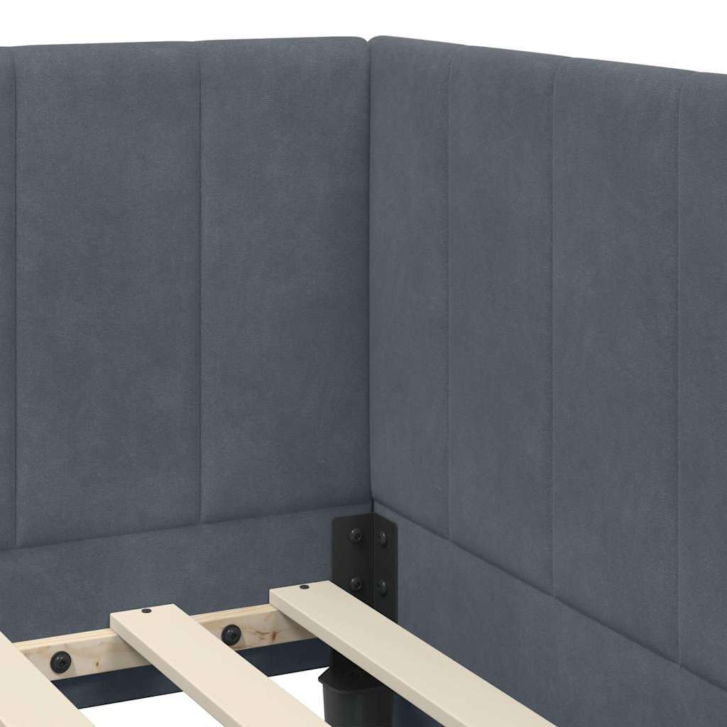 Bedframe – Bed – Eenpersoonsbed – Slaapbank – Kinderbed – Blauw Velvet Hoofdbord – Stevig Plaatmateriaal – Lattenbodem 80x200 cm