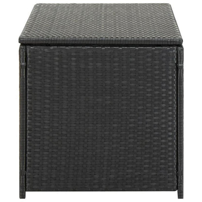 Tuinkist – Opbergbox – Kussenbox – Tuinopbergbox – Tuinmeubelbox – Zwarte Gevlochten PE Rattan – Gasveer Deksel – Afsluitbaar – 100x50x50 cm – Duurzaam Gepoedercoat Stalen Frame