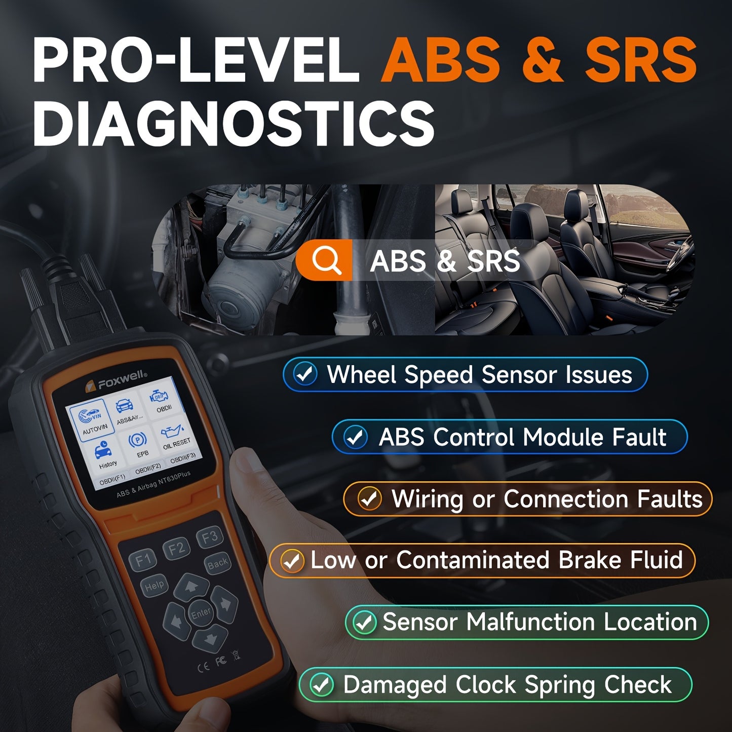 Auto Diagnose Scanner – OBD2 Scanner – Diagnosetool – Foutcode Lezer – Auto Diagnosescanner Draadloos – Bi-directionele Testfunctie – 16+ Resetfuncties – Inclusief Opbergtas Geel