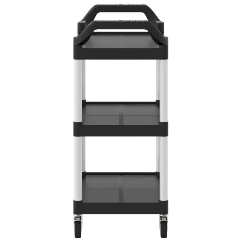 Keukentrolley – Serveerwagen – Opbergtrolley – Keukenwagen – Mobiliteitswagen – 3 Niveaus – Aluminium – Zwart – 81x41x92 cm