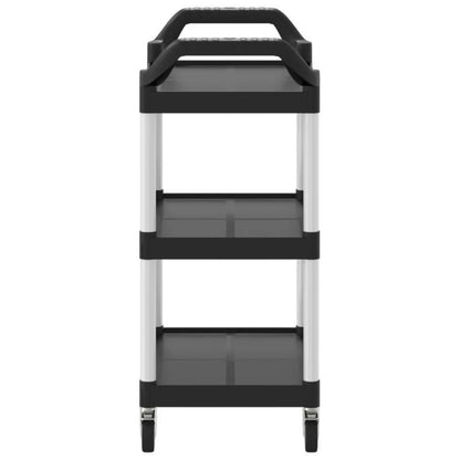 Keukentrolley – Serveerwagen – Opbergtrolley – Keukenwagen – Mobiliteitswagen – 3 Niveaus – Aluminium – Zwart – 81x41x92 cm