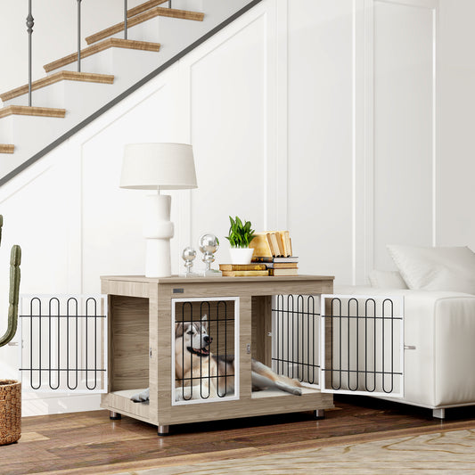 Hondenbench – Hondenkennel – Hondenkooi – Hondenhok – Hondenmand – Medium en Large Size – Dubbele Deuren met Slot – Wasbare Kussen