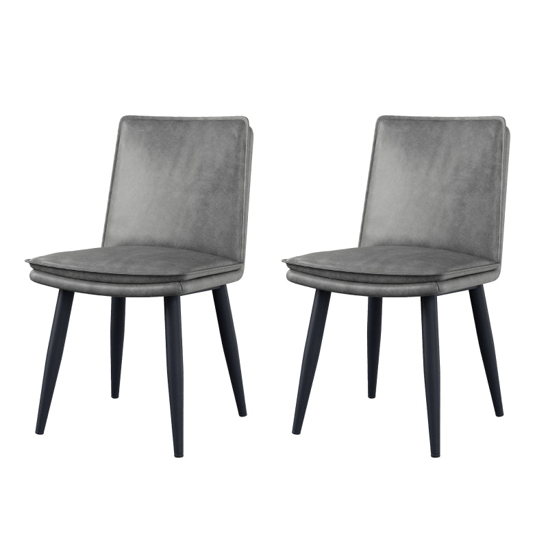 Eetkamerstoel – Stoel – Zetel – Cafestoel – Kuipstoel – Modern Grijs PU – Dubbel Gekussend Zitvlak – Stevig Metalen Frame – Onderhoudsvriendelijk – Comfortabel