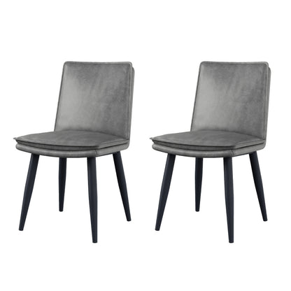 Eetkamerstoel – Stoel – Zetel – Cafestoel – Kuipstoel – Modern Grijs PU – Dubbel Gekussend Zitvlak – Stevig Metalen Frame – Onderhoudsvriendelijk – Comfortabel