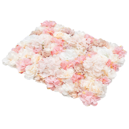 Nep bloemen muurdecoratie – Kunstbloemen wanddecoratie – Bloemenwand panelen – Decoratieve rozen – Kunstbloemen wandpanelen – Set van 12 panelen – Hoogwaardige kunststof en stof – Geschikt voor binnen en buitengebruik