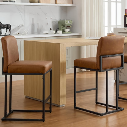 Krukken – Barkrukken – Stoelen – Zitkrukken – Keukenkrukken – Zithoogte 60,96 cm – Met Rugleuning en Metalen Frame