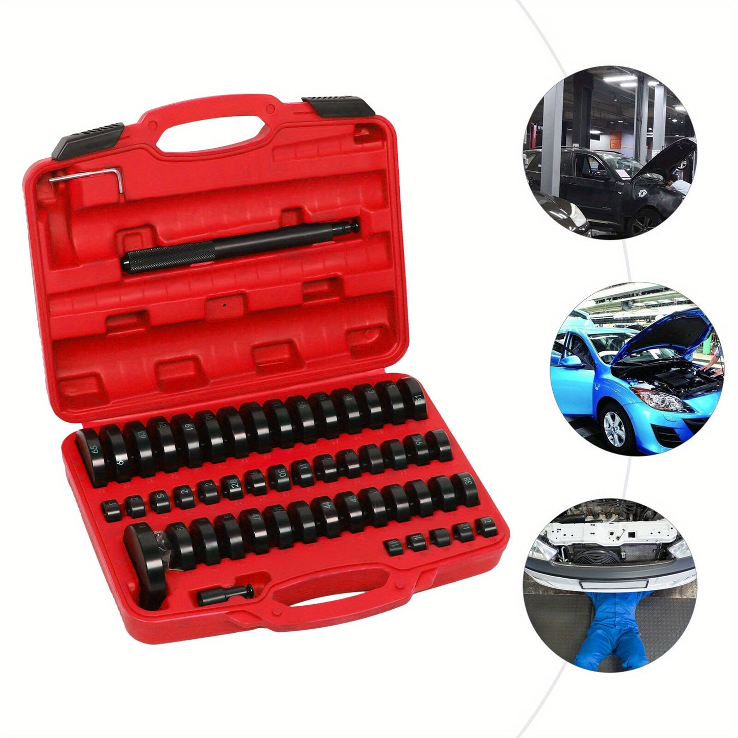 Montageplaatset Lagerpers – Drukplaten Set – Businstallatie Gereedschap – Pershulpmiddelen – Lagers Installeren – Duurzaam Koolstofstaal – Inclusief Slagpen en Adapter – Robuust & Precisie