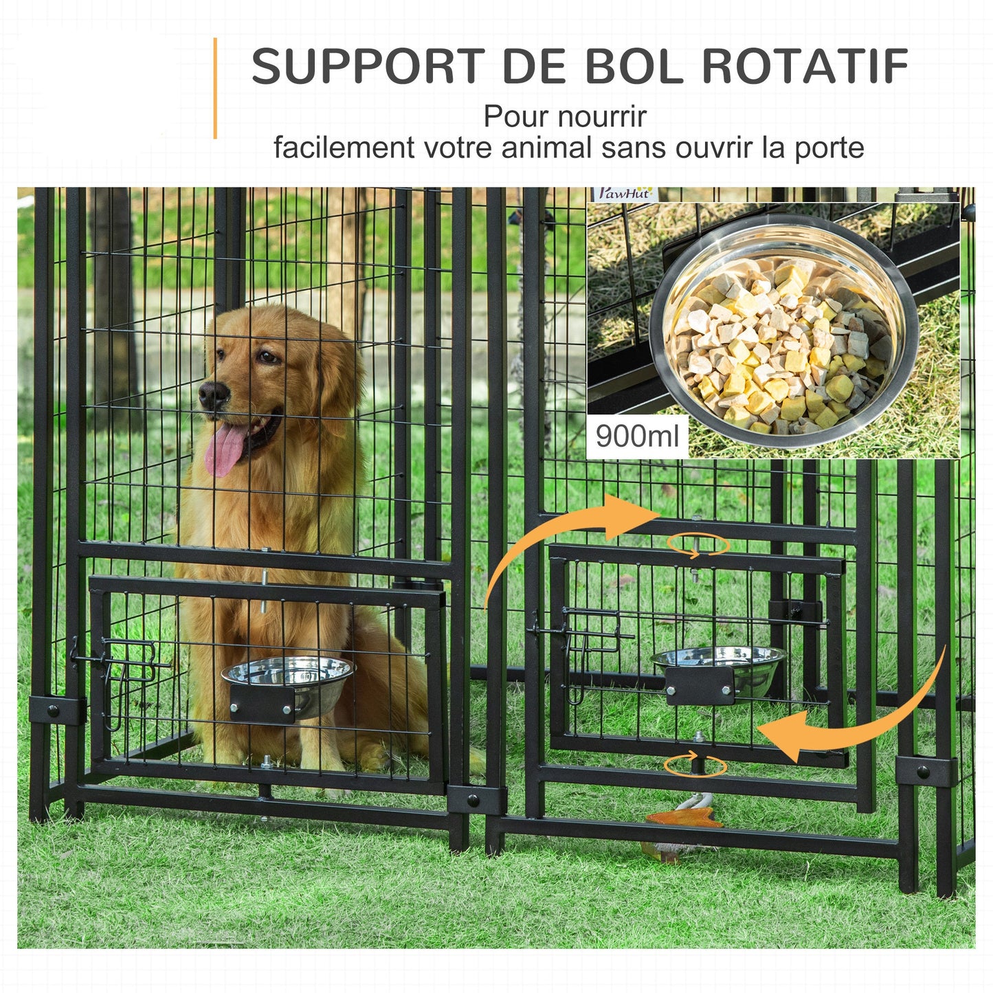 Hondenkennel – Hondenren – Puppyren – Dierenren – Kennel – Weerbestendig Oxford Dak – 120x120x138 cm – Met 2 Draaibare Voerbakhouders