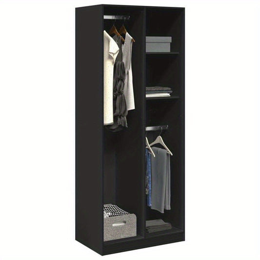 Kast – Opbergkast – Garderobekast – Kledingkast – Houten Kast Zwart – Behandeld Hout – Vrijstaand Ontwerp – 80x50x200 cm