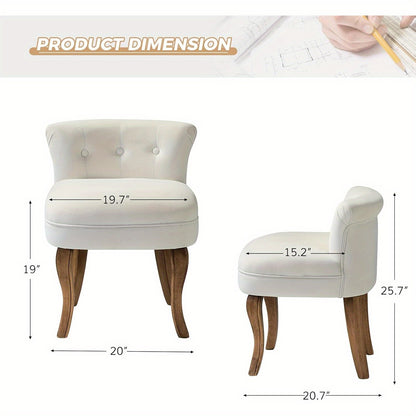 Make-up Krukje – Make-up Stoel – Kaptafel Kruk – Bijzetkruk – Poef – Modern – Velvet Bekleding – Memory Foam Zitkussen – Massief Houten Poten – Comfortabel & Duurzaam