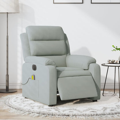 Elektrisch Verstelbare Fauteuil – Relaxstoel – Zetel – Leunstoel – Lounge Chair – Lichtgrijs – Fluweelzacht – Massagefunctie 6 Punten